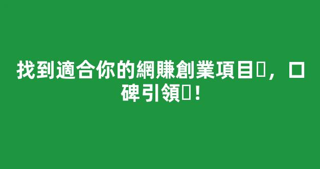 找到適合你的網賺創業項目，口碑引領！ - 嚴選資源大全